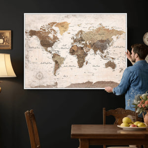 World Map Canvas Print – Framed Travel Map Wall Art for