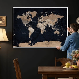 Grunge Wall Art World Map Canvas Print
