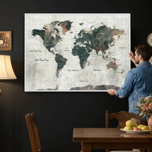 World Map Canvas Print – Framed Travel Map Wall Art for