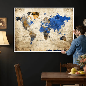 World Map Canvas Print – Colorful Abstract Travel Map,