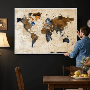 World Map Canvas Print – Framed Travel Map Wall Art for