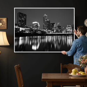 Austin Skyline Wall Art Canvas Print, Austin Downtown Night