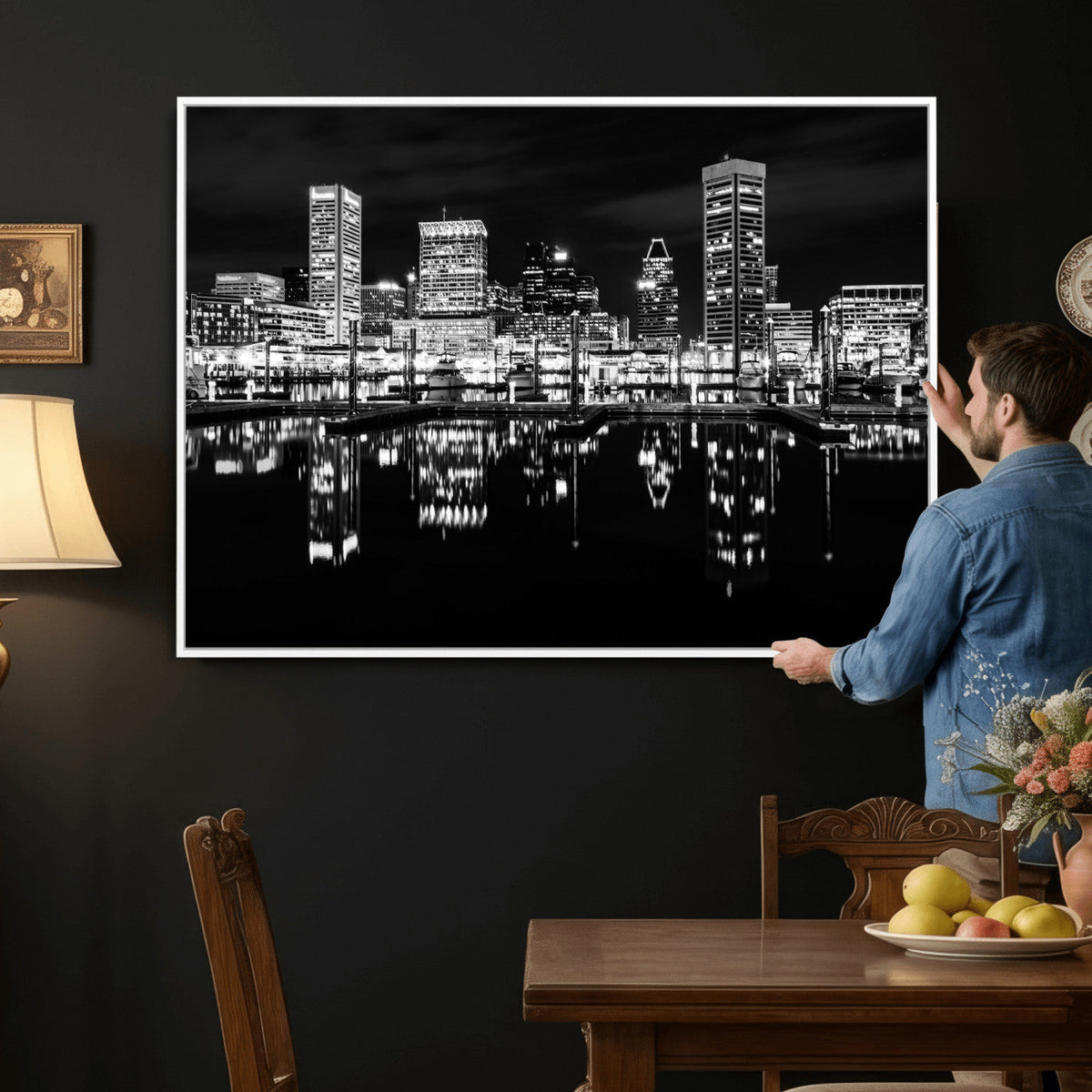 Baltimore Skyline Wall Art Canvas Print, Baltimore Downtown