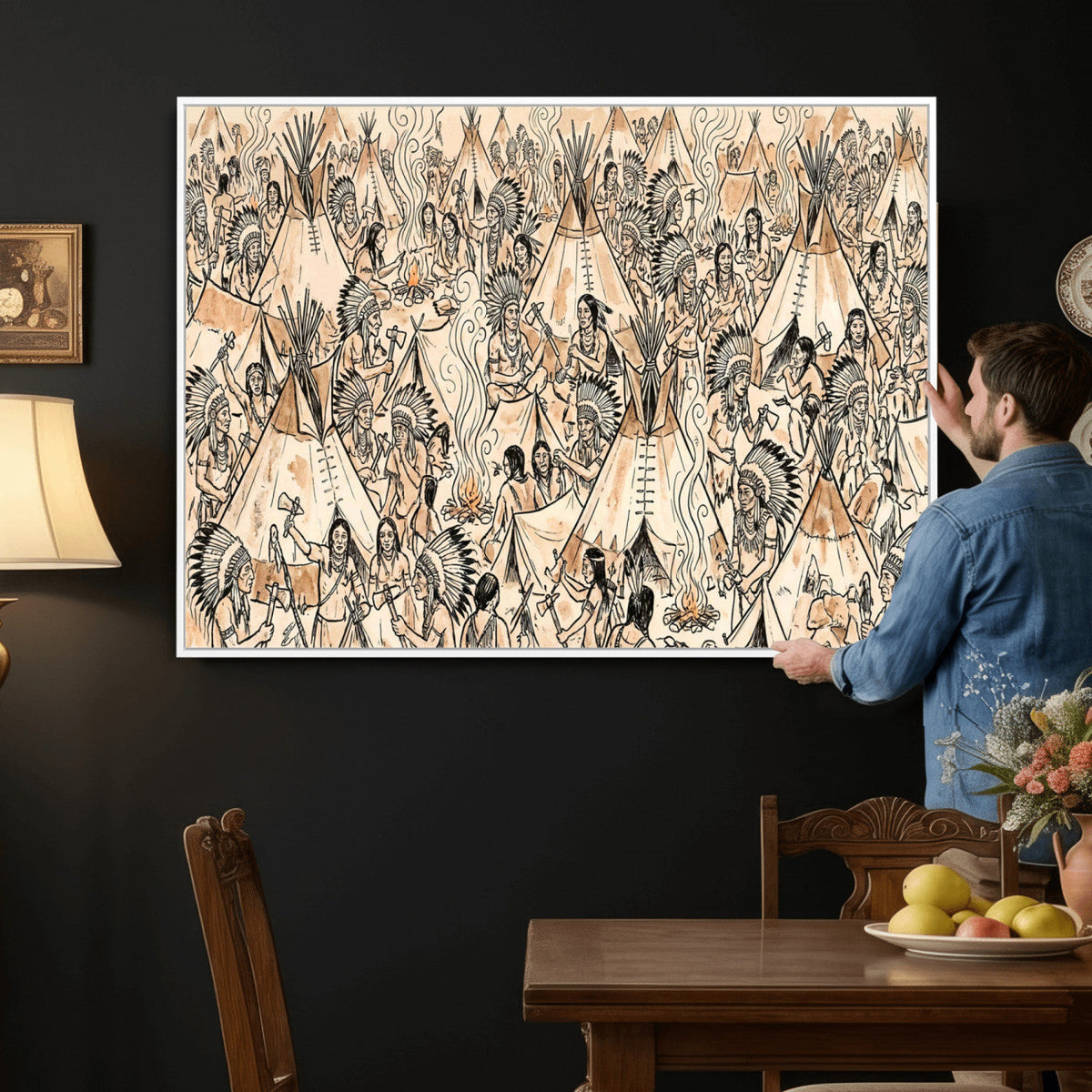 Native American Indian Wall Art Canvas Print - Abstract