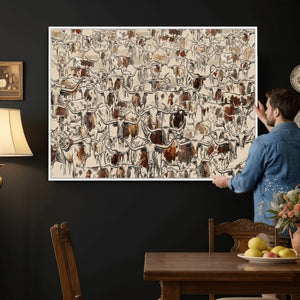 Abstract Longhorn Wall Art Canvas Print - Farm Animal