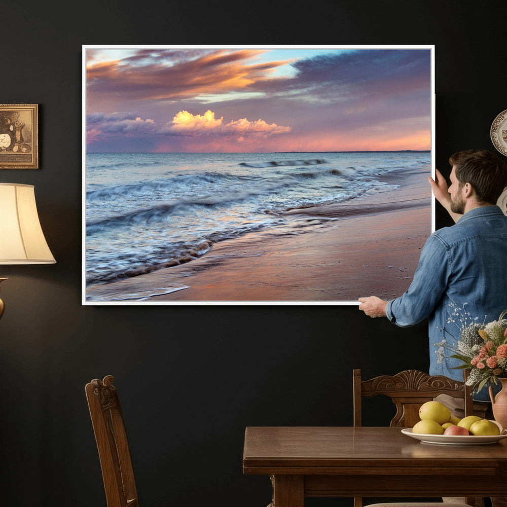 Ocean Sunset Wall Art Canvas Print – Coastal Beach