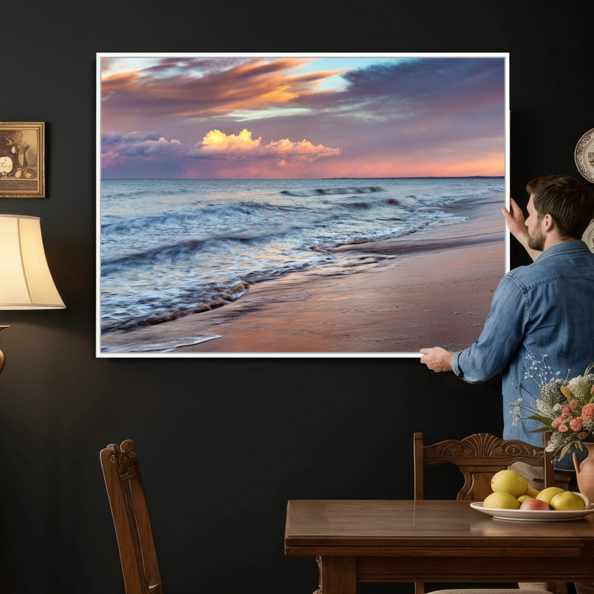 Ocean Sunset Wall Art Canvas Print – Coastal Beach