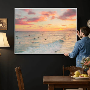 Sunset Beach Wall Art Canvas Print – Soft Coastal