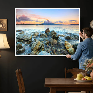 Mayon Volcano Seascape Wall Art Canvas Print, Tropical Ocean