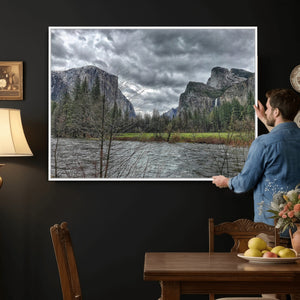 Yosemite Valley River Wall Art Canvas Print, Granite Cliffs