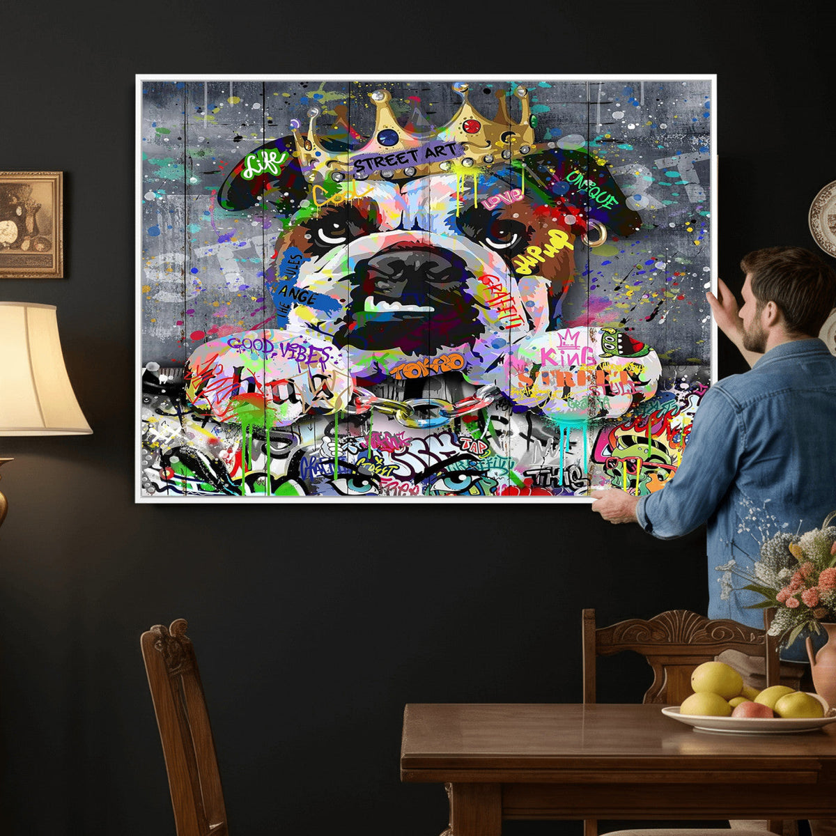 Graffiti Dog Wall Art Decor for Teen Bedroom - Abstract