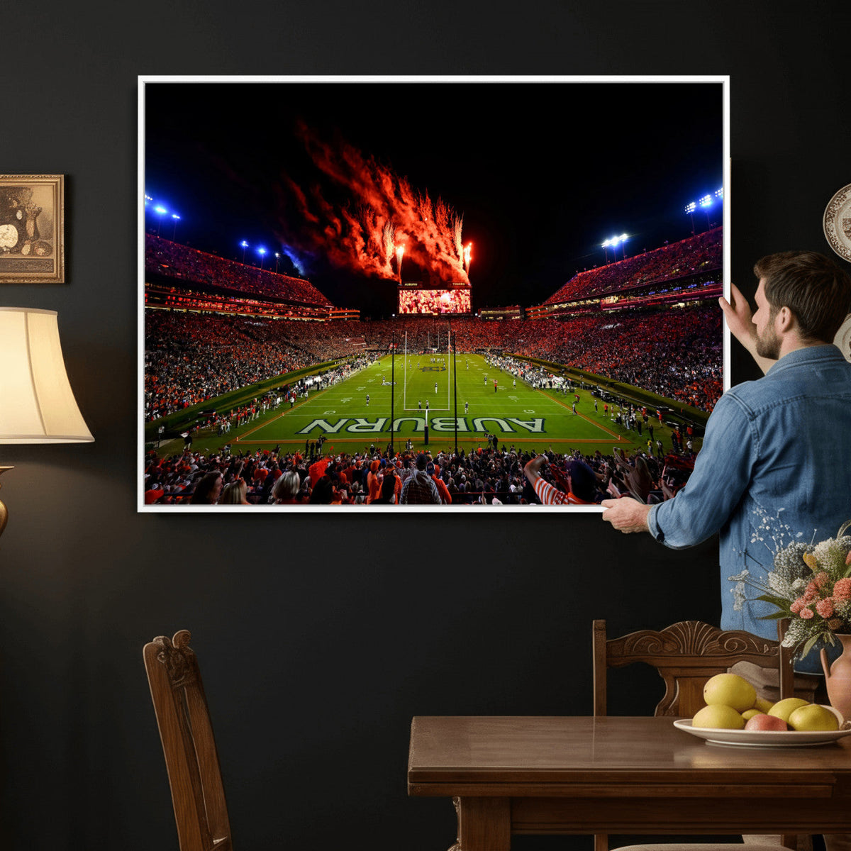 Auburn Stadium Wall Art Canvas Print, College Football Night