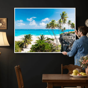 Tropical Beach Wall Art Canvas Print, Palm Tree Ocean