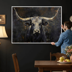 Rustic Longhorn Bull Wall Art Canvas Print – Vintage Western
