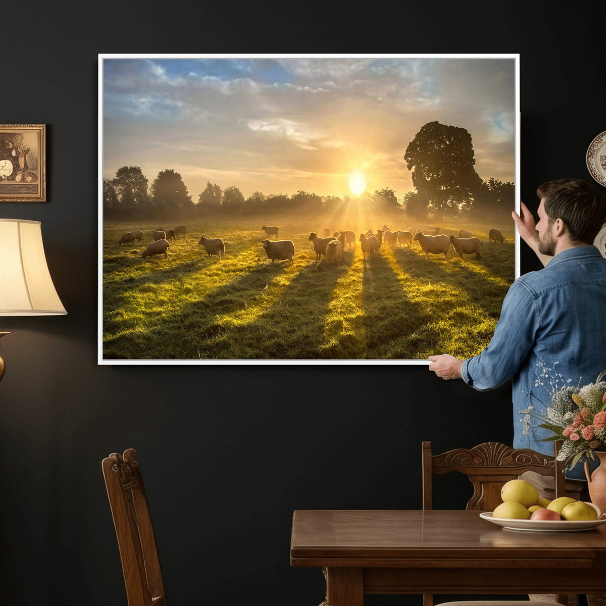 Sheep Wall Art Canvas Print – Rural Farm Animal Artwork