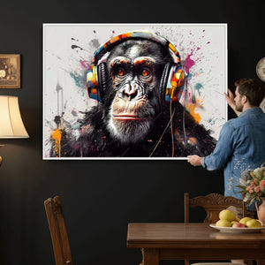 Dj Monkey Wall Art Canvas Print – Colorful Pop Art Banksy