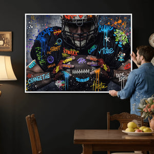 Graffiti American Football Player Street Art Wall Art Canvas