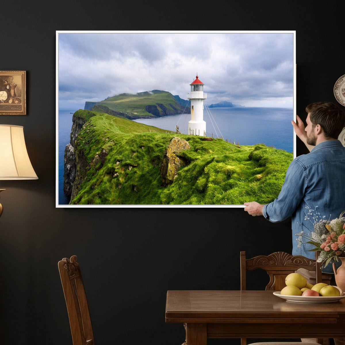 Cliffside Lighthouse Wall Art Canvas Print – Coastal