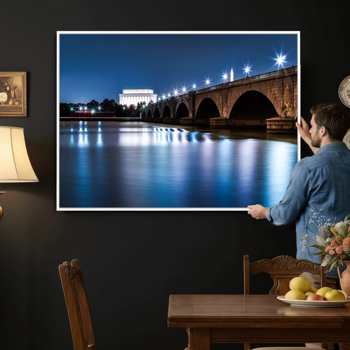Washington DC Wall Art Canvas Print – Lincoln Memorial Night