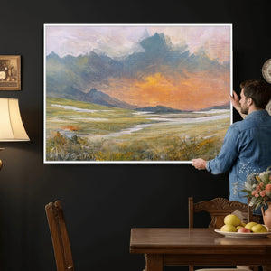 Mountain Sunset Wall Art Canvas Print Vintage Landscape