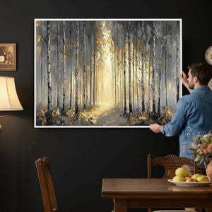 Abstract Birch Forest Wall Art Canvas Print – Modern Neutral