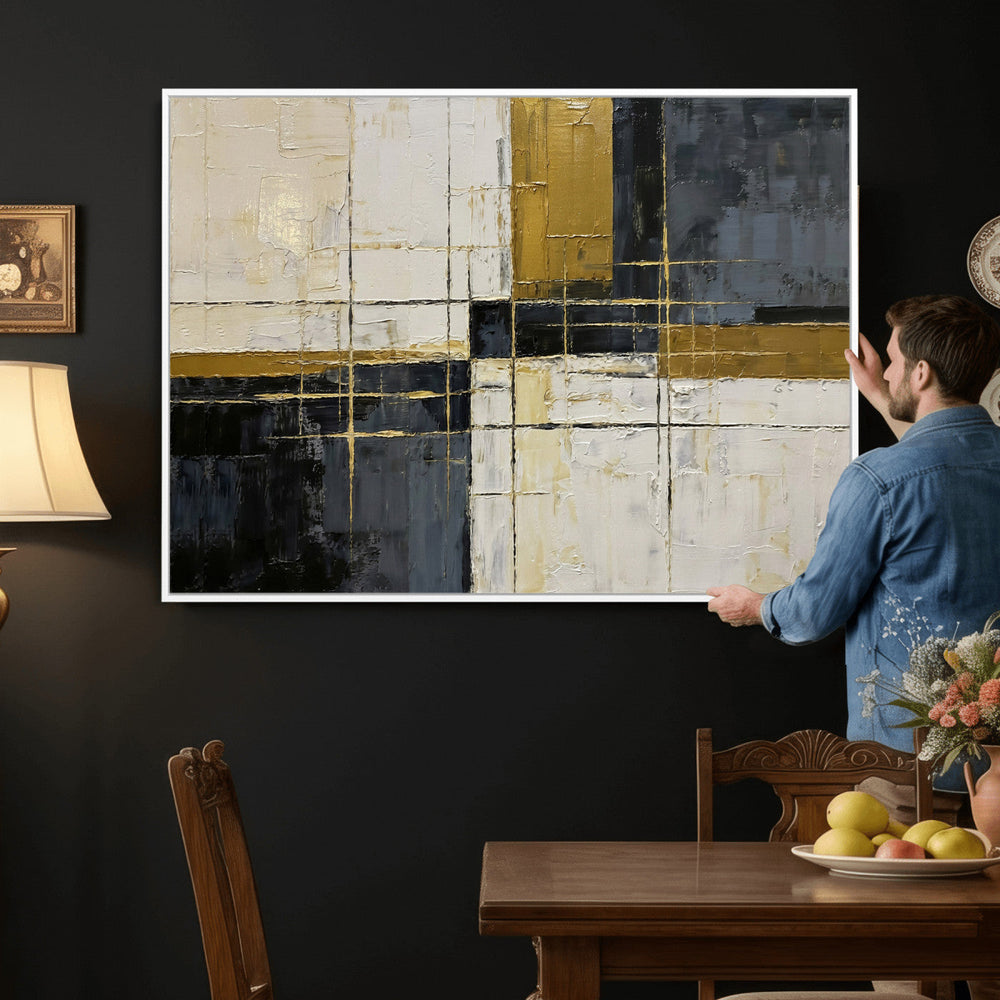 Abstract Gold and Black Wall Art Canvas Print – Modern