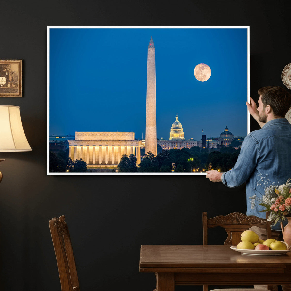 Washington DC Skyline Wall Art Canvas Print – Lincoln
