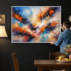 Lyrical Abstraction Wall Art Canvas Print, Orange Blue