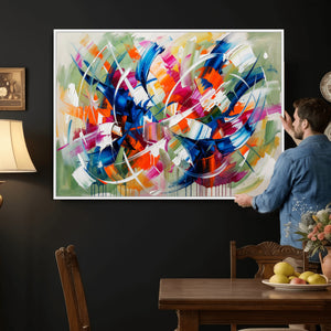 Geometric Abstract Wall Art Canvas Print, Orange Blue