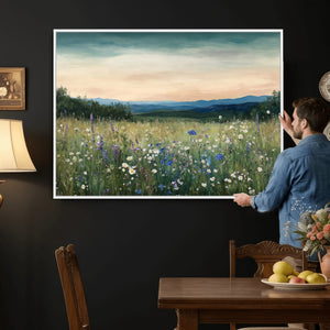 Wildflower Meadow Oil Painting Canvas — Daisy Lavender