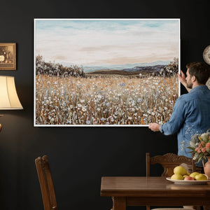 Neutral Wildflower Field Canvas Wall Art — Beige Earth Tone