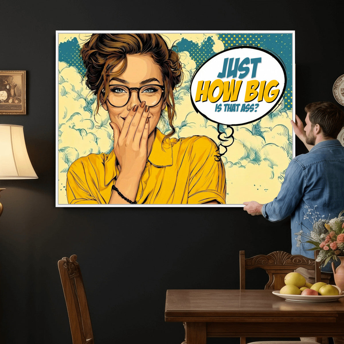 Pop Art Print Bathroom Sign Wall Art Canvas Print — Funny