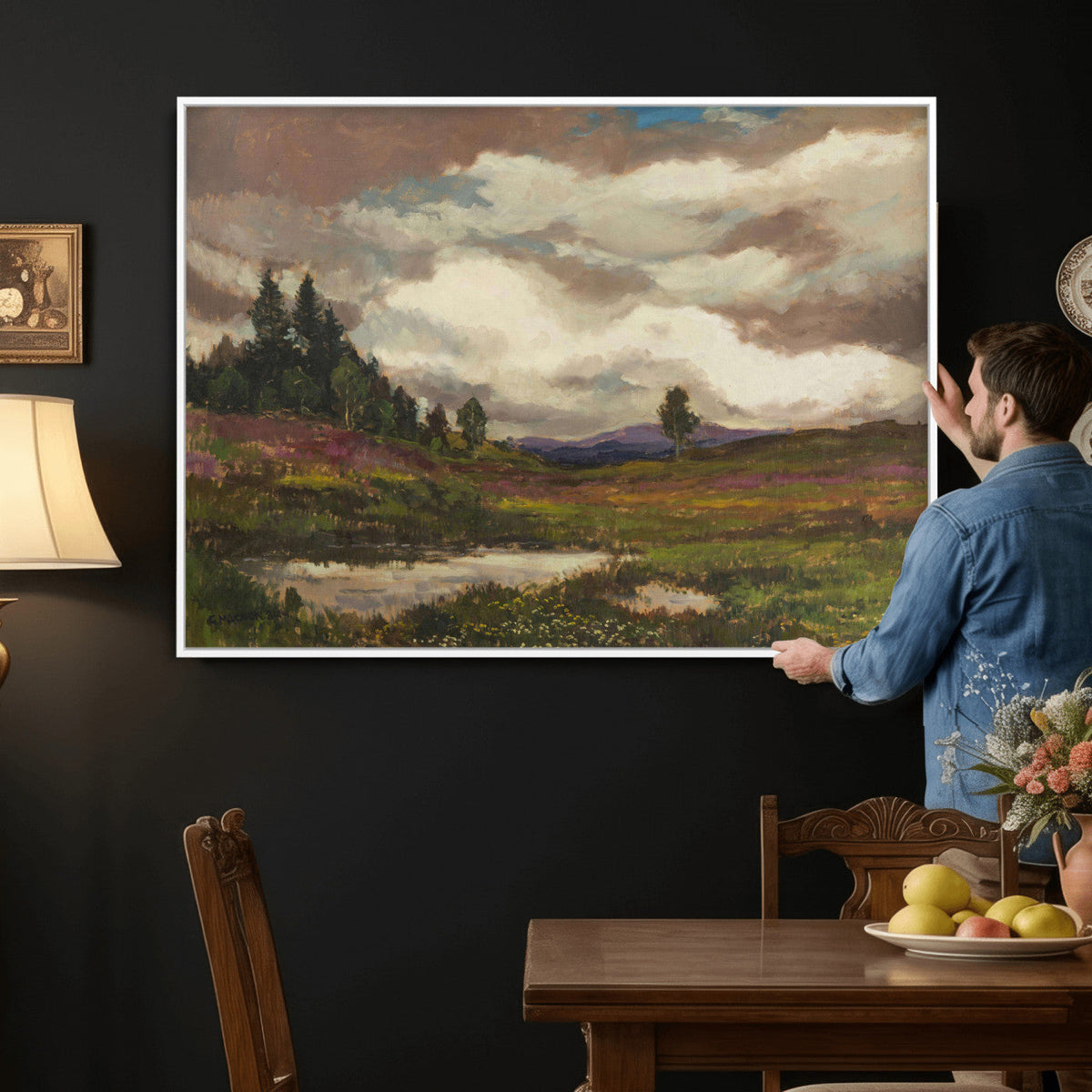 Gustav Macoun Heathland Canvas Print, Czech Landscape Oil