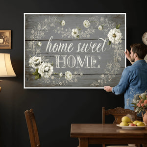 Home Sweet Home Wall Art Canvas Print, Floral Farmhouse