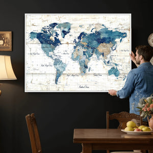 Watercolor World Map Canvas Wall Art Print – Abstract