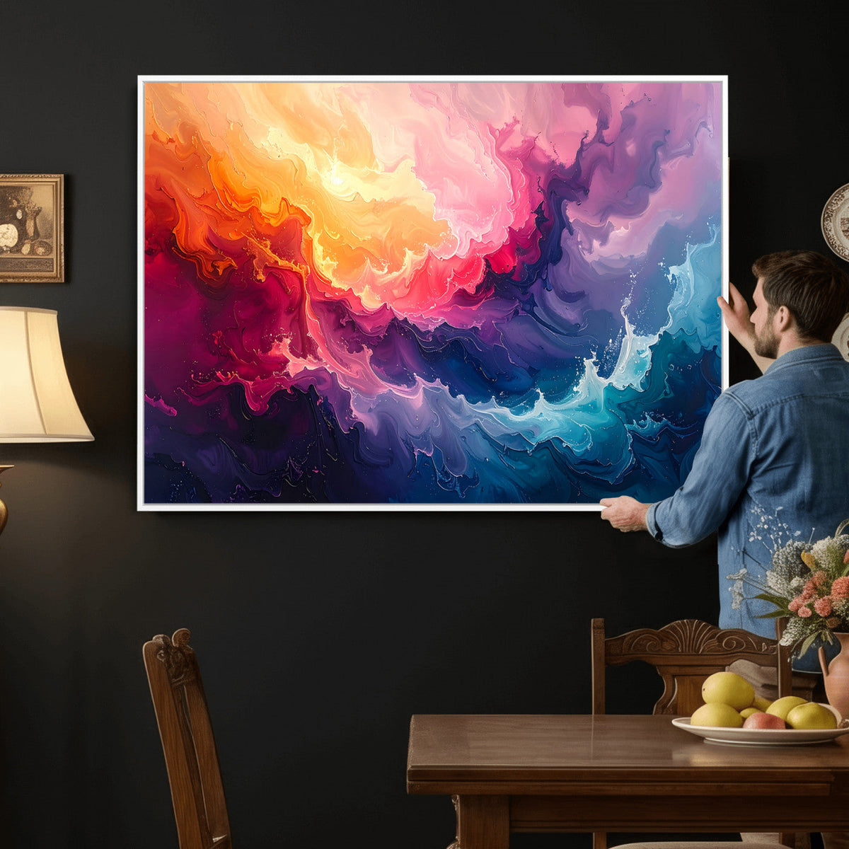 Colorful Abstract Canvas Wall Art Print, Vibrant Popup Color Art Print