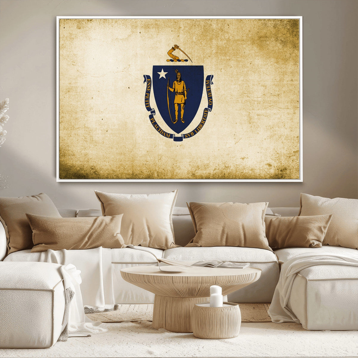 Massachusetts Flag Wall Art Canvas Print