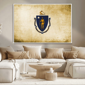 Massachusetts Flag Wall Art Canvas Print