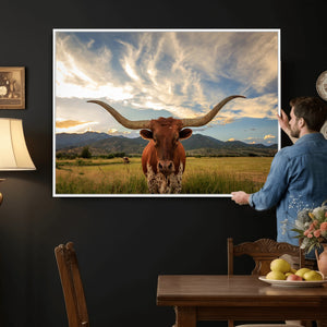 Texas Longhorn Canvas Wall Art – Majestic Triptych Animal