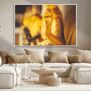 Gold Buddha Statue Hands Wall Art Canvas Print