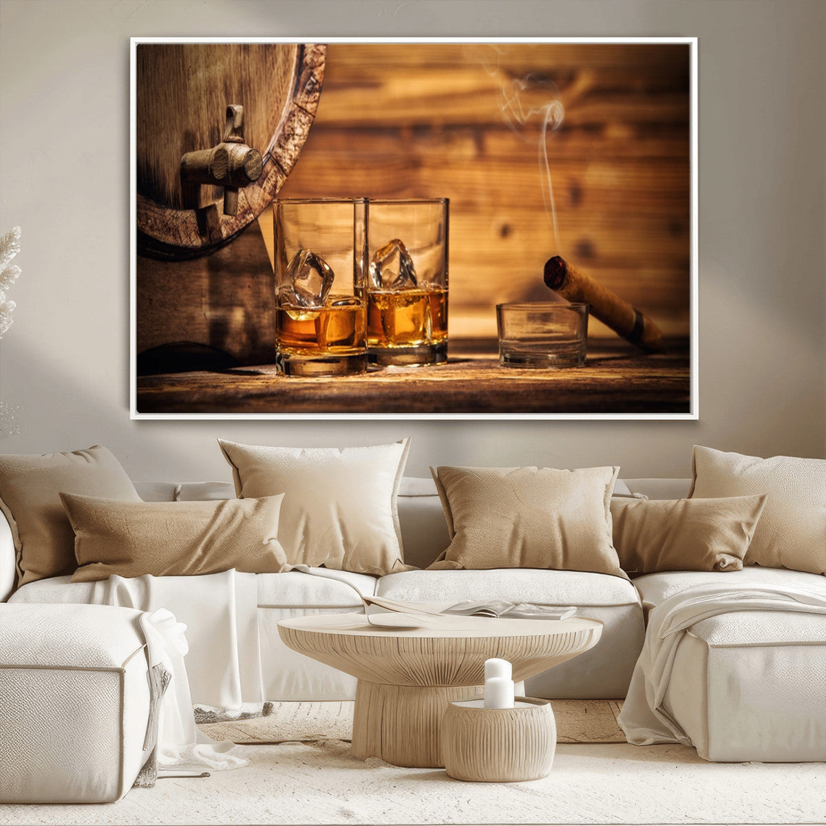 Rustic Whiskey and Barrel Canvas Print