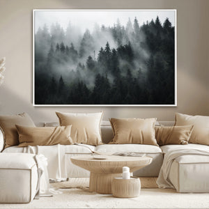 Foggy Forest Wall Art Canvas Print | 3 Panel Large Misty