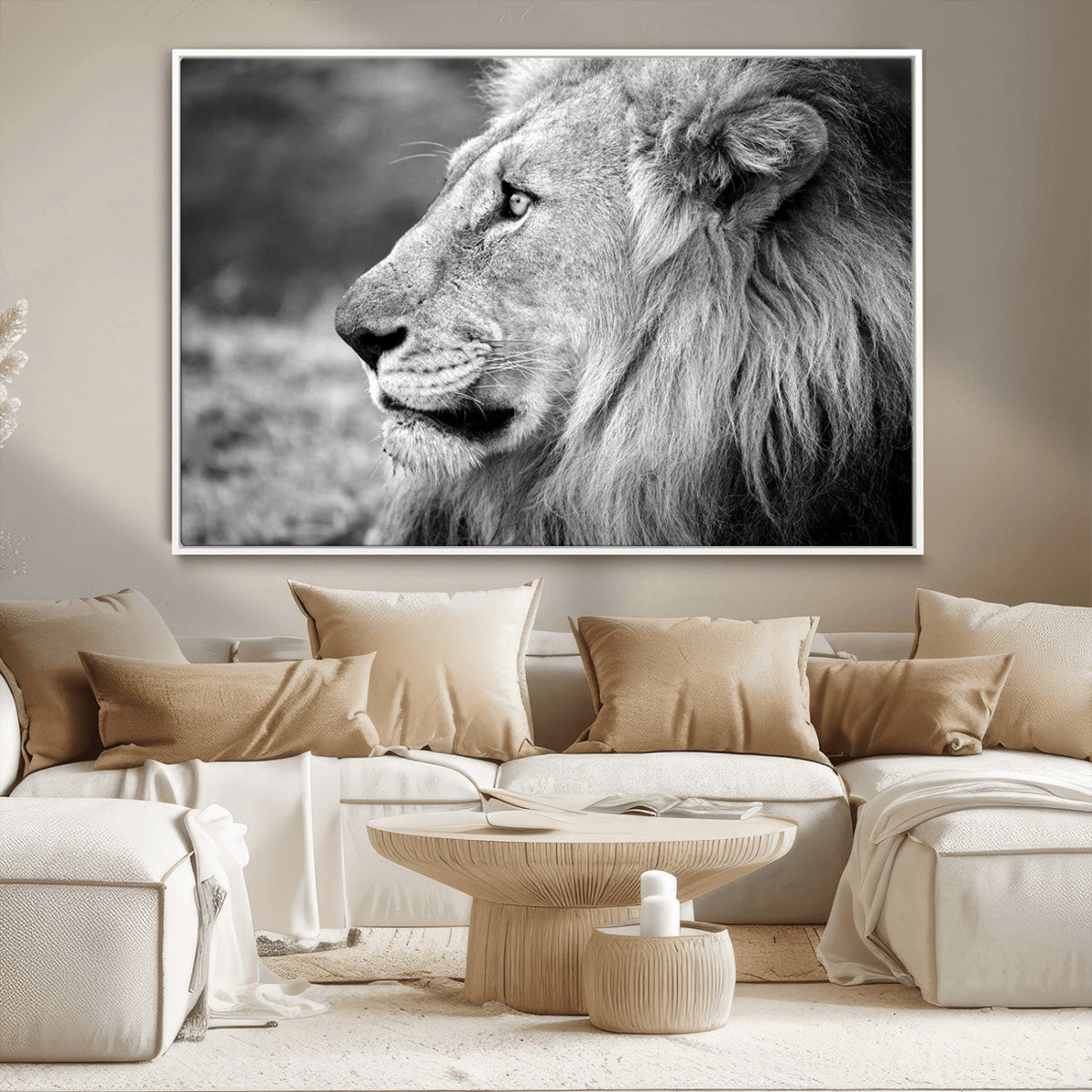 Lion Wall Art Canvas Print – Framed Majestic Wildlife