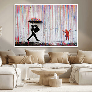 Banksy Wall Art Canvas Print, Framed Graffiti Art Picture