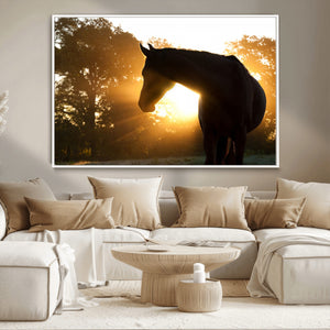 Horse at Sunset Wall Art Animal Canvas Print