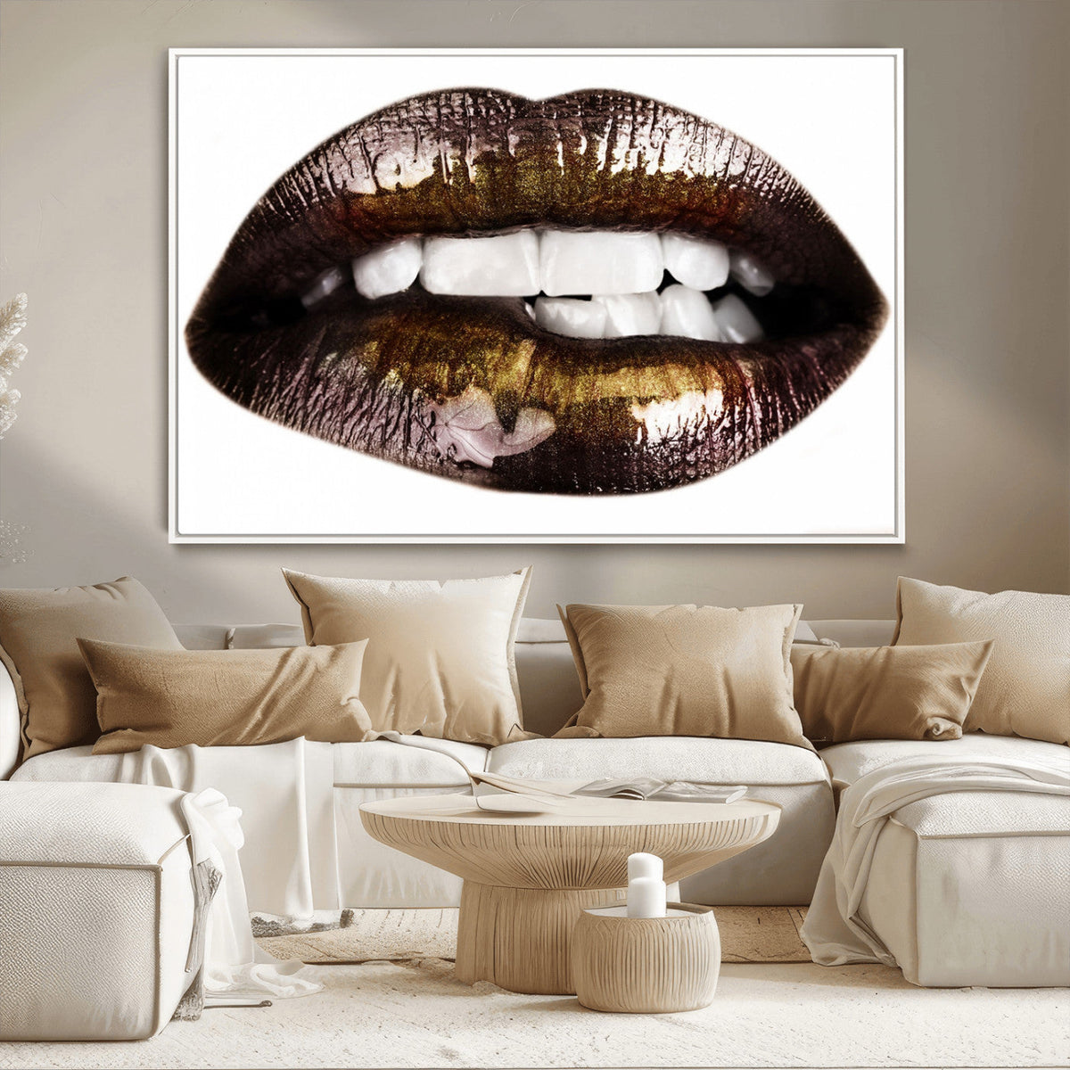 Close Up Lips Wall Art Canvas Print