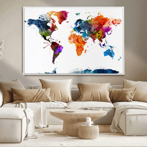 World Map Canvas Print – Detailed Map of the World Wall Art