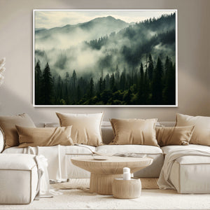 Captivating Misty Forest Wall Art Premium Canvas Print a