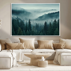 Captivating Misty Foggy Forest Wall Art Premium Canvas Print