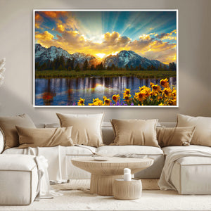 Grand Teton Park Sunrise Wall Art – Vibrant Landscape Canvas